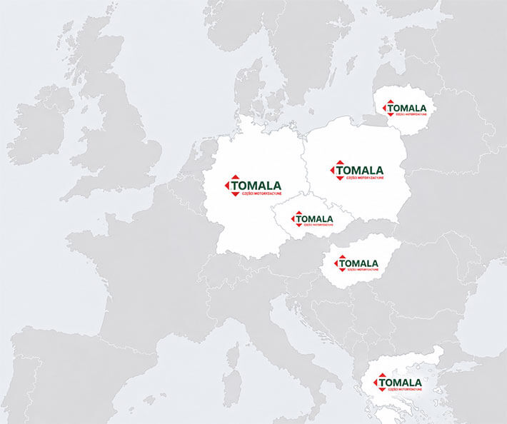 Mapa obszaru działania firmy Tomala